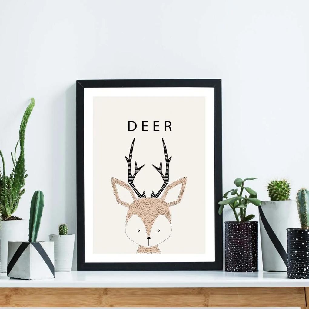 Quadro Decorativo Infantil Babe Deer Preto - 20x30cm