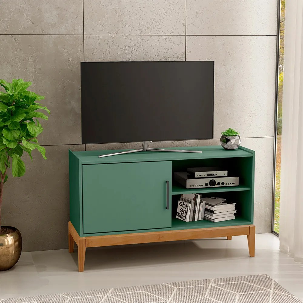 Rack Decorativo Armie 01 Porta Madeira G74 Verde/Freijó - Gran Belo