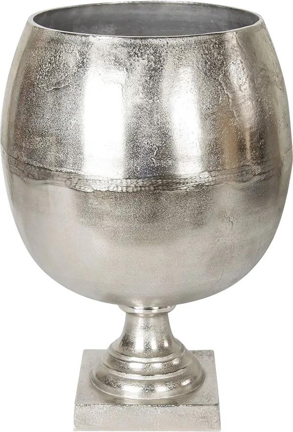 Vaso De Alumínio Prateado Redondo 55cm x 38cm