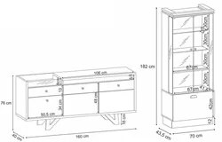 Conjunto Sala de Jantar Cristaleira Aruan e Buffet Ellora H01 Nature/O