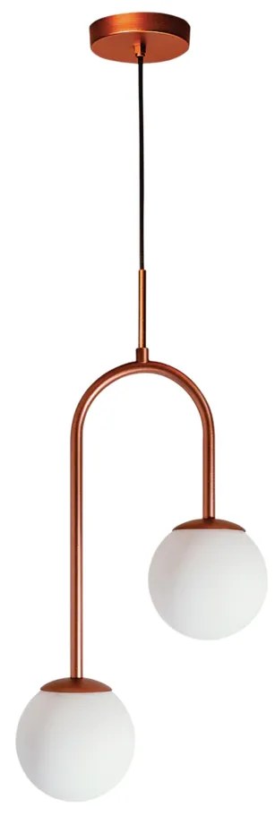 Pendente Pêndulo C/ 2 Globos 26X81Xcm 2L G9 / Metal E Globo Ø12Cm | Us... (TT-M Titânio Metálico, AMBAR)