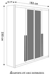 Guarda Roupa Solteiro 4 Portas Espelho Dubai Nature/Camarim  - VLR MÓV