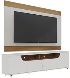 Painel para Tv 75 Pol Chile e Rack Bancada Sidney C05 Off White Matte/