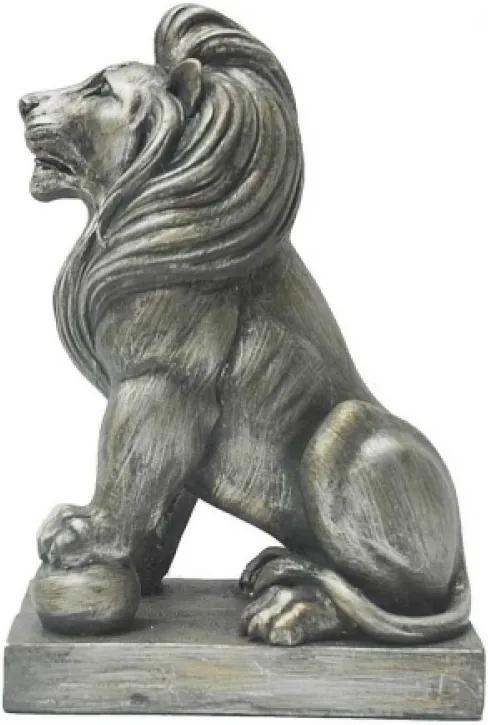 escultura leão FIORE resina prata 13cm Ilunato NA0472
