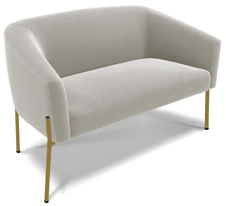 Sofá 2 Lugares Namoradeira Pé de Ferro Dourado Stella Bouclê D03 - D'Rossi - Cinza