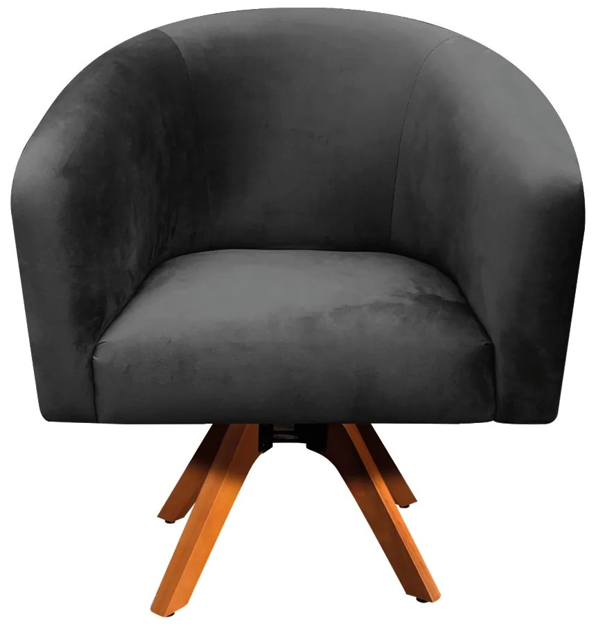Poltrona Decorativa Giratória MM30 Stella Suede Preto D03 - D'Rossi