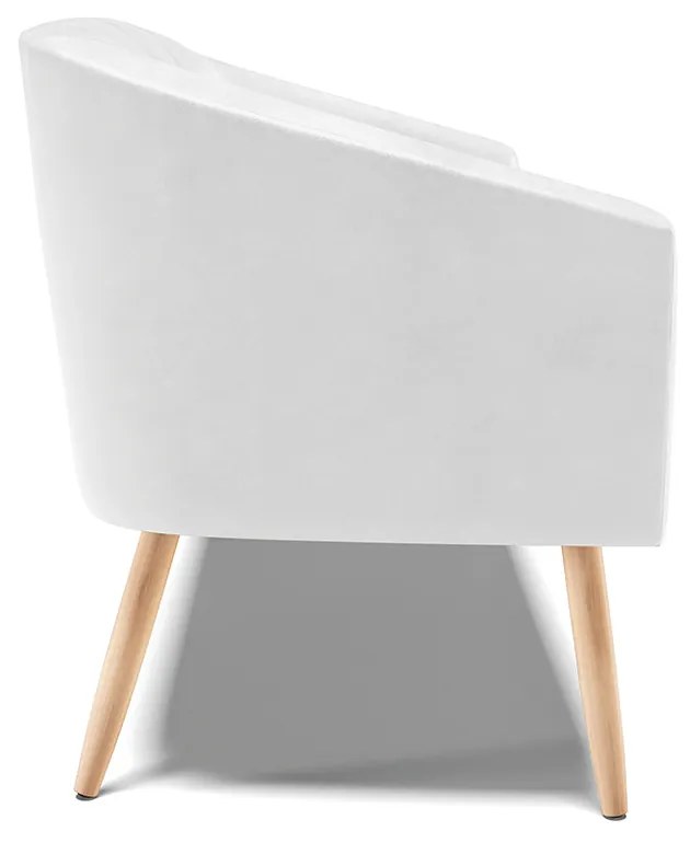 Sofá 2 Lugares Namoradeira Pé Palito Natural Stella Sintético PU D03 - D'Rossi - Branco