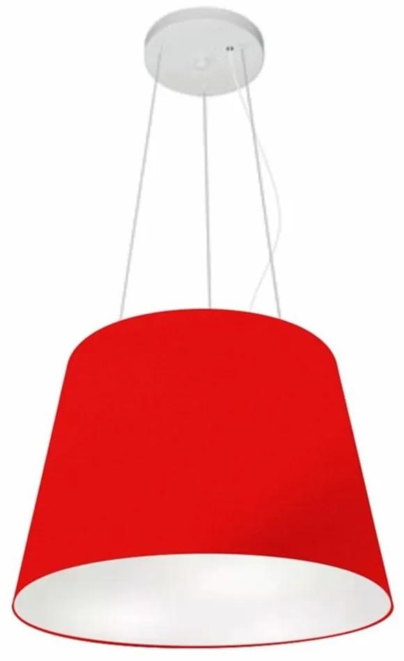Lustre Pendente Cone Md-4152 Cúpula em Tecido 30/40x30cm Vermelho - Bivolt