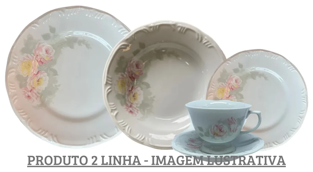 Aparelho de Chá e Café Porcelana Schmidt 53 peças - Dec. Cebolinha 2617 -  SCHMIDT