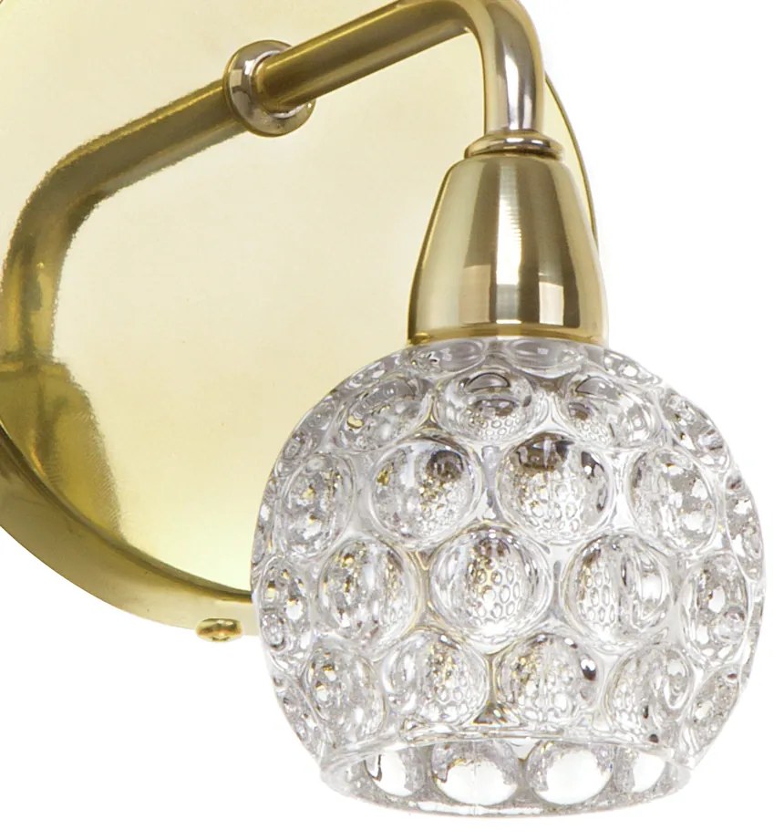 Arandela Bolinha Haste Curva 12X15,5X17Cm Metal E Vidro Cristal Ø8Cm 0... (CHAMPANHE, CLEAR (TRANSPARENTE))
