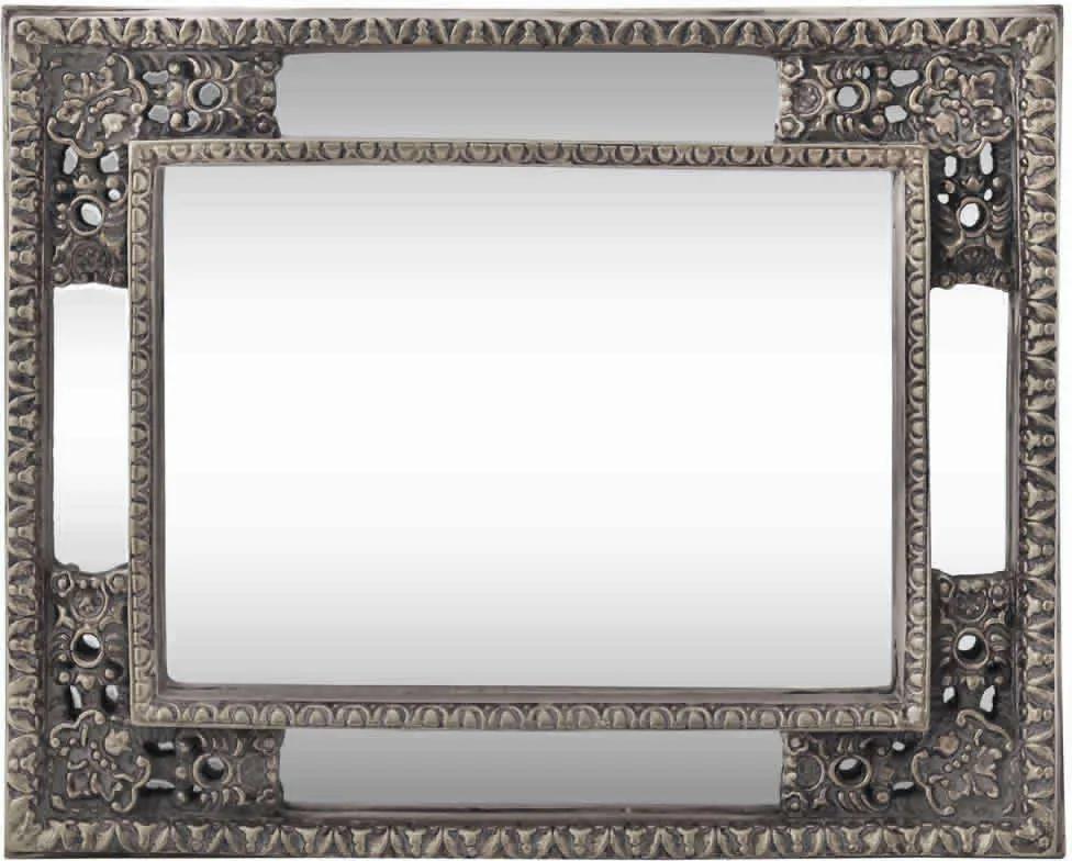 Espelho com Moldura em Madeira Entalhada Dourada - 2x11cm