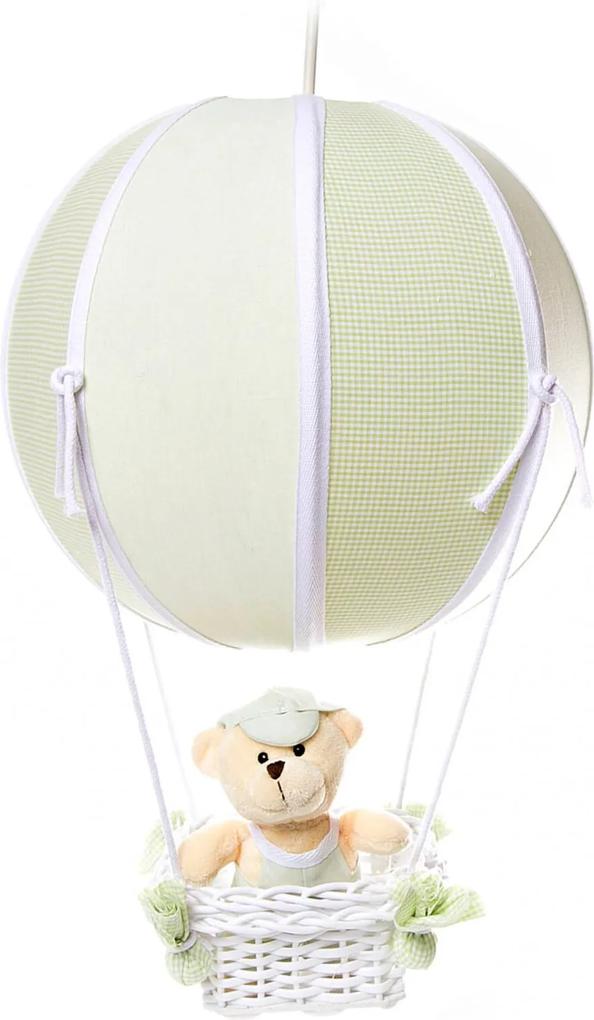Lustre Balão Bolinha Urso Quarto Bebê Infantil Menino Potinho de Mel Verde