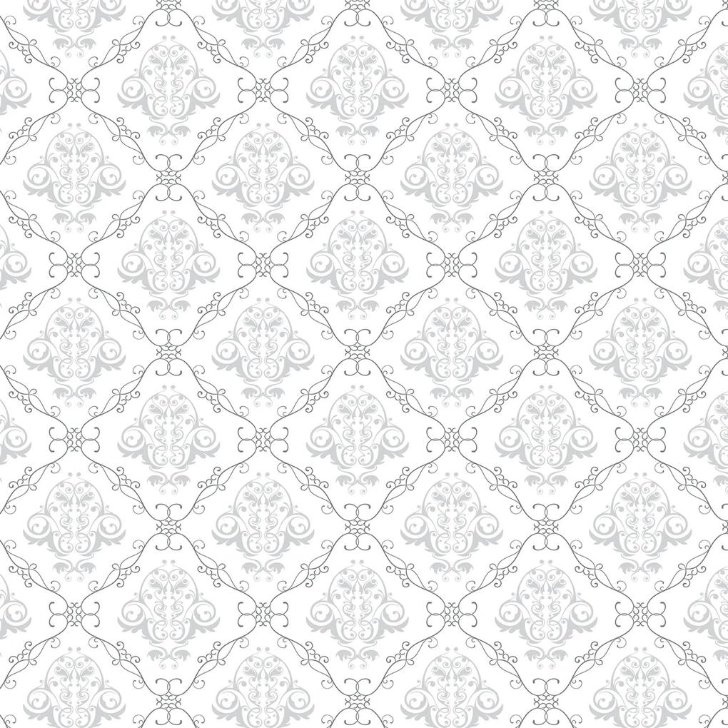 Papel de parede adesivo arabesco branco e cinza