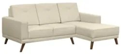 Sofá Living 3 Lugares com Chaise Direito Pés Retrô Capricho Suede Marf