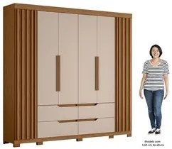 Guarda Roupa Casal 6 Portas 4 Gavetas 240cm Doble Jatobá/Fendi - Albat