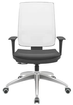 Cadeira Office Brizza Tela Branca Assento Vinil Preto RelaxPlax Base Aluminio 120cm - 63841 Sun House