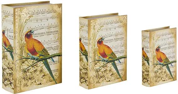 Conjunto com 3 Caixas Livro Notas Musicais Pássaro