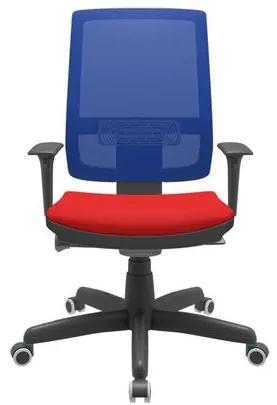 Cadeira Office Brizza Tela Azul Assento Aero Vermelho Autocompensador Base Standard 120cm - 63714 Sun House