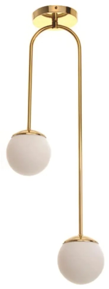 Plafon Oblong Curvo Haste Fixa 12X26X73Cm Globo Ø12Cm 2Xg9 - Old Artis... (GRAFITE / COBRE BRILHO, CLEAR (Transparente))