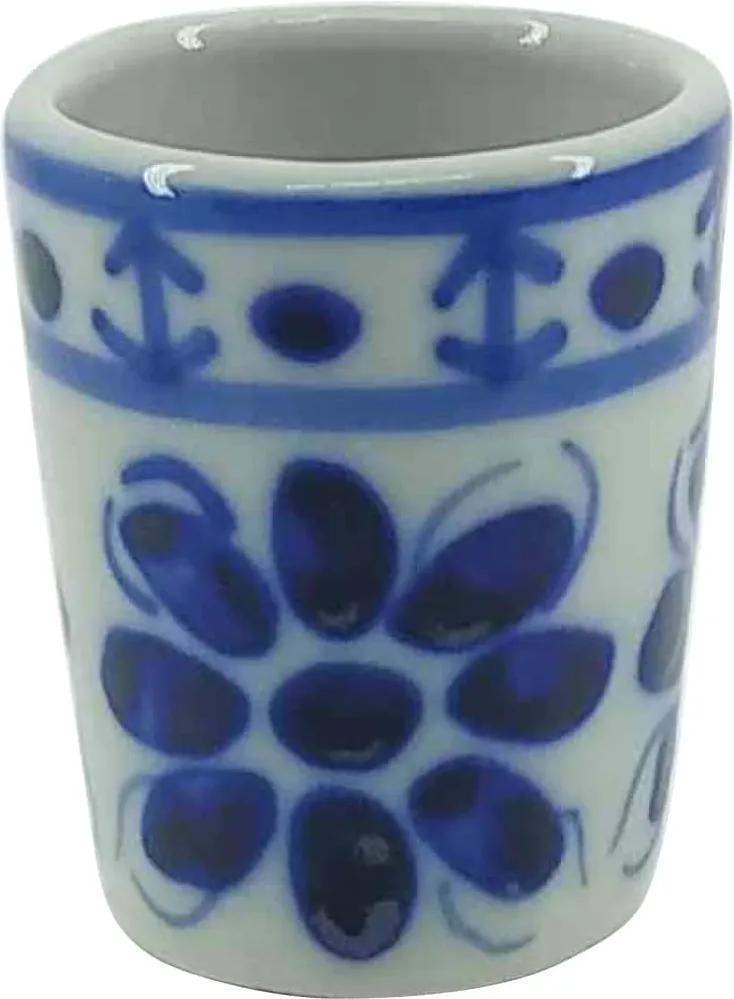 Copo Shot de Porcelana Azul Colonial 50 ml