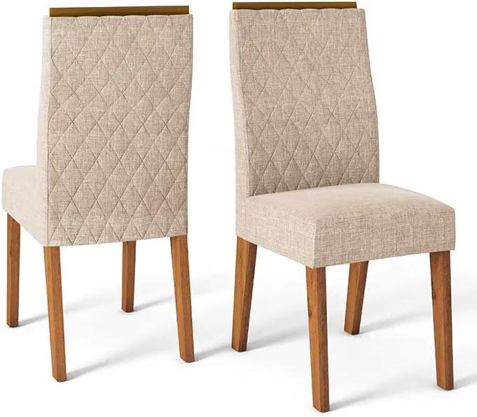 Conjunto 2 Cadeiras Cássia Rústico Terrara Tecido Linho Claro