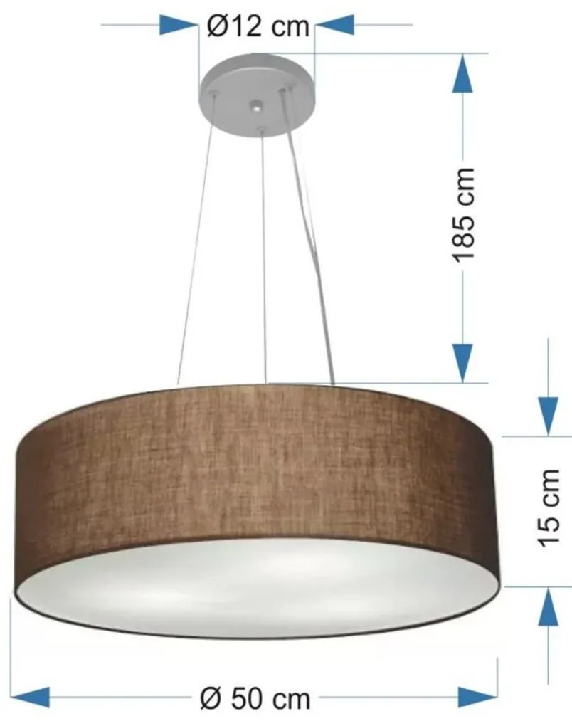 Lustre Pendente Cilíndrico Md-4134 Cúpula em Tecido 50x15cm Café - Bivolt