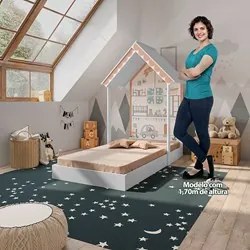 Mini Cama Infantil Casinha Montessoriana MDF com Colchão P13 Child Bra