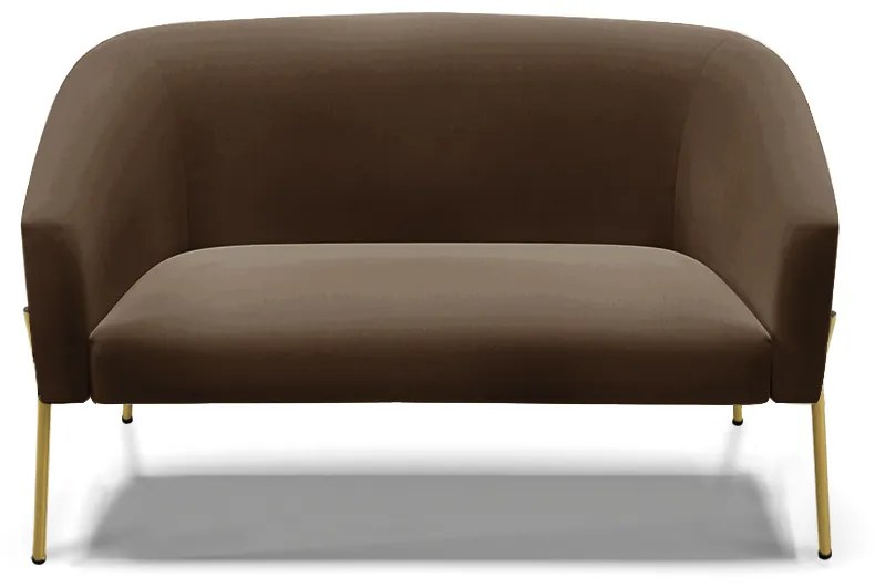 Sofá 2 Lugares Namoradeira Pé de Ferro Dourado Stella Suede D03 - D'Rossi - Marrom