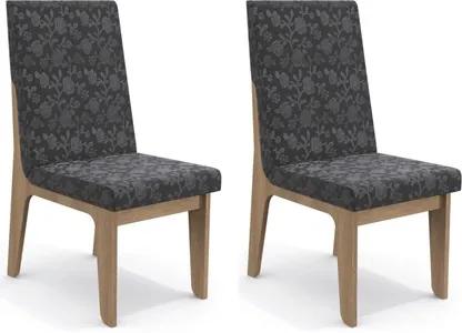 Kit 2 Cadeiras CAD102 para Sala de Jantar Nogal/Gold Floral - Kappesberg