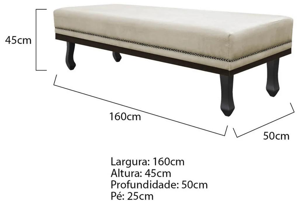 Calçadeira Solteiro Orlando P02 90 cm para cama Box Linho - ADJ Decor