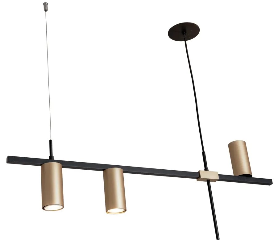 Pendente Sonda 5,7X28X85Cm Focos Assimetricos 3Xmr16 - Usina 16980/3 (TT-M / AL-P - Titânio Metálico / Alumínio Polido Brilho)