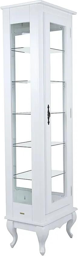 Cristaleira com Espelho e Prateleiras De Vidro Branca - Wood Prime Biomóvel 38059