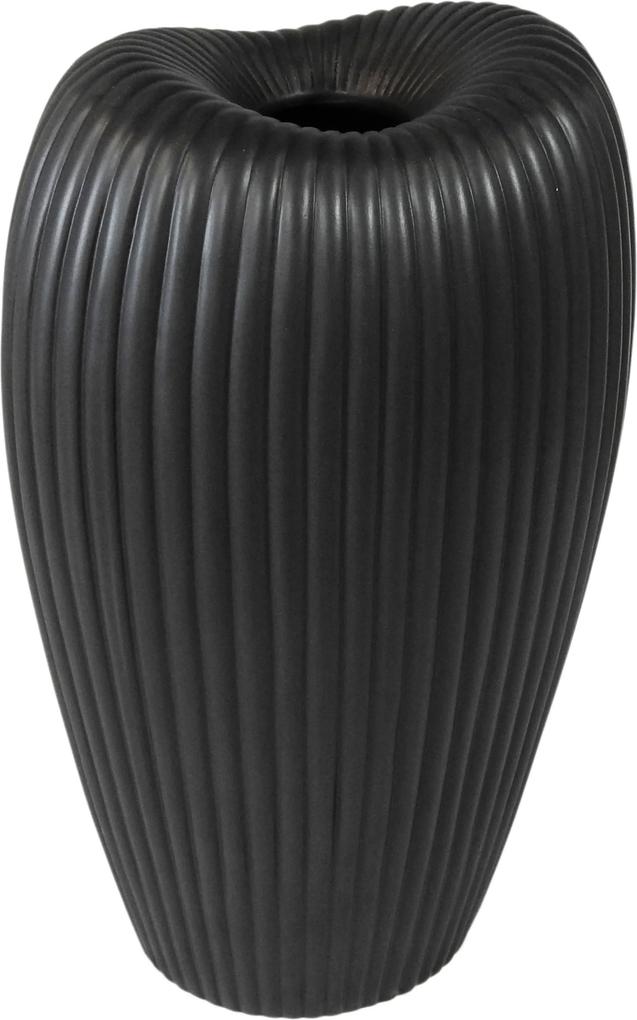 Vaso Decorativo em Cerâmica na Cor Preta - 34x18x13cm