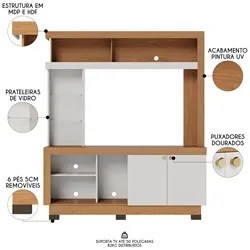 Estante Painel para TV 50 Pol Minas C05 Freijó/Off White - Mpozenato