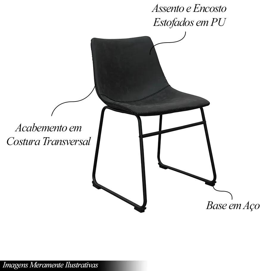 Kit 5 Cadeiras Decorativas Marquezine Sala de Jantar PU Base Aço Preto G56 - Gran Belo
