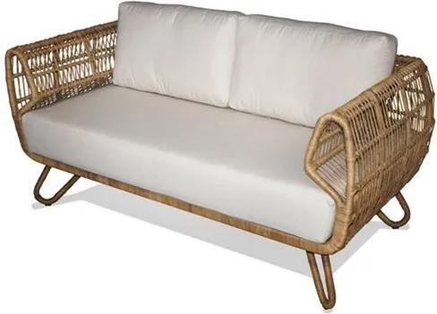 Sofa Tempe 2 Lugares Assento cor Branco com Base Aluminio Revestido em Junco - 44789 Sun House