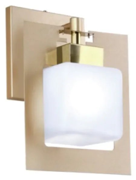 Arandela Vidro Quadrado Corte Laiser 16X13X23Cm Metal E Cubo Vidro 09X... (BRANCO / DOURADO BRILHO, CLEAR (TRANSPARENTE))