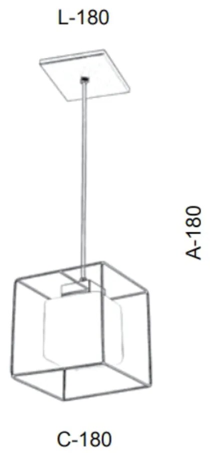 Pendente Aramado Vidro Quadrado Individual 18X18X18Cm Metal E Cubo 01X... (DOURADO FOSCO, FOSCO (BRANCO))