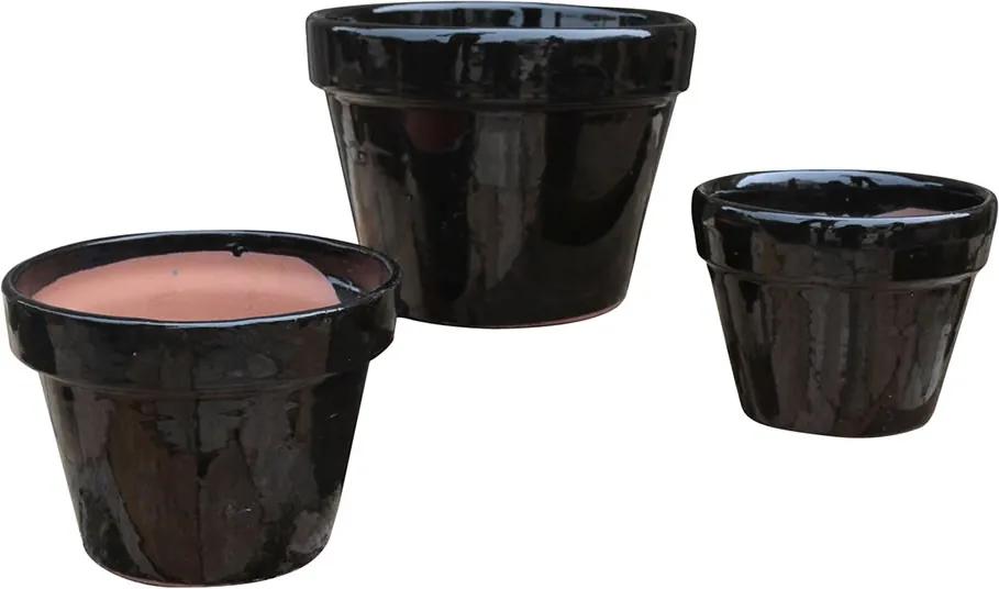 Vasos Decorativo PRETO 3PÇS diâm; 21 cm cerâmica  Ilunato WL0010E