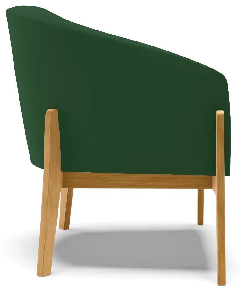 Poltrona Decorativa Base de Madeira kit 2 Stella Veludo Verde D03 - D'Rossi