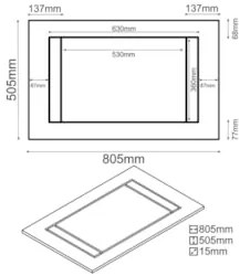 Balcão para Cooktop 80cm 2 Portas Flórida Branco/Preto - Lumil Móveis