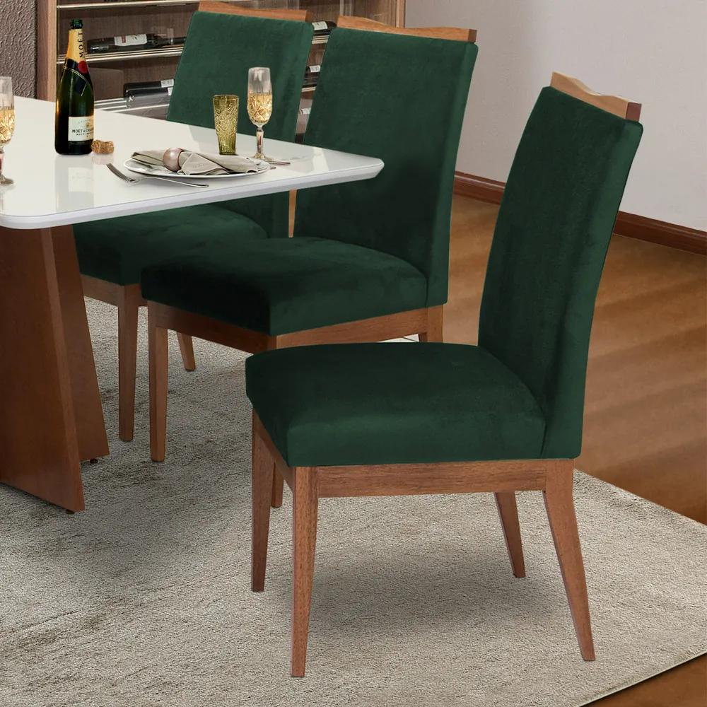 Conjunto 8 Cadeira Decorativa Leticia Aveludado Verde