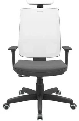 Cadeira Office Brizza Tela Branca Com Encosto Assento Poliester Cinza RelaxPlax Base Standard 126cm - 63685 Sun House