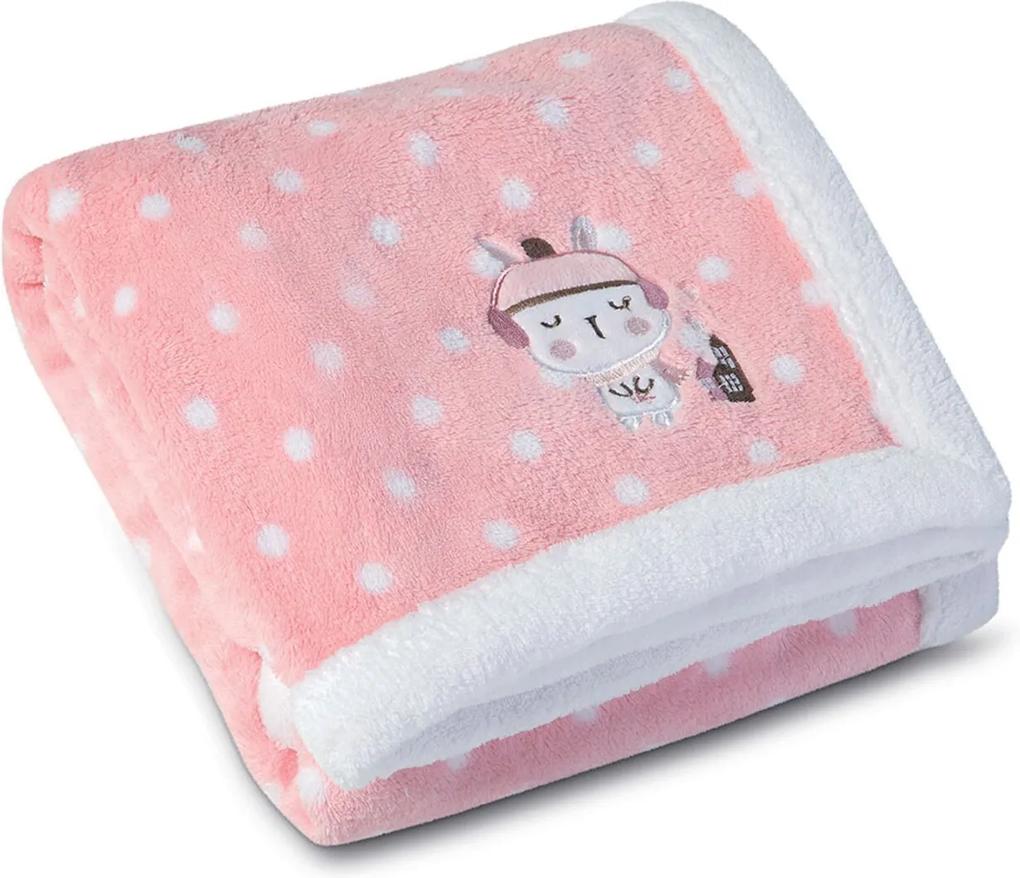 Manta Fleece Bordada Bebê Estampada Mini 76 cm x 1,02 m Com 1 peça  Lepper rosa