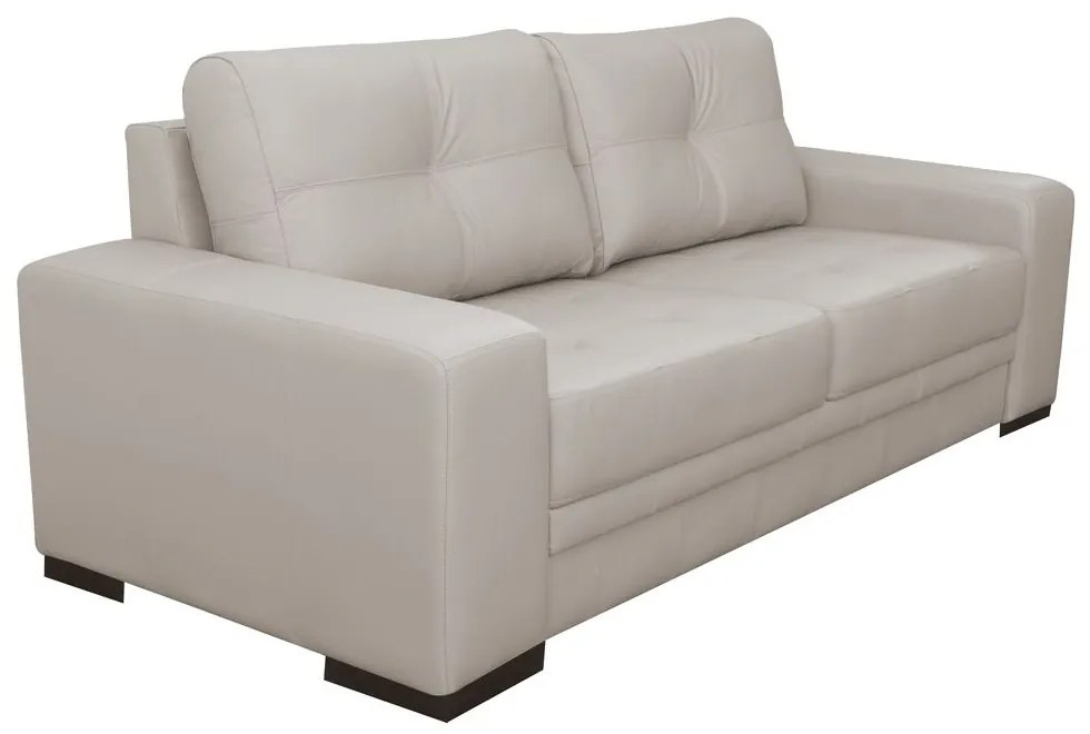 Sofá 3 Lugares Sala de Estar Milano 210cm Couro Off White G58 - Gran Belo