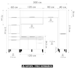 Armário de Cozinha CP04 Para Pia 120cm Dora Z06 Nogueira/Off - Mpozena