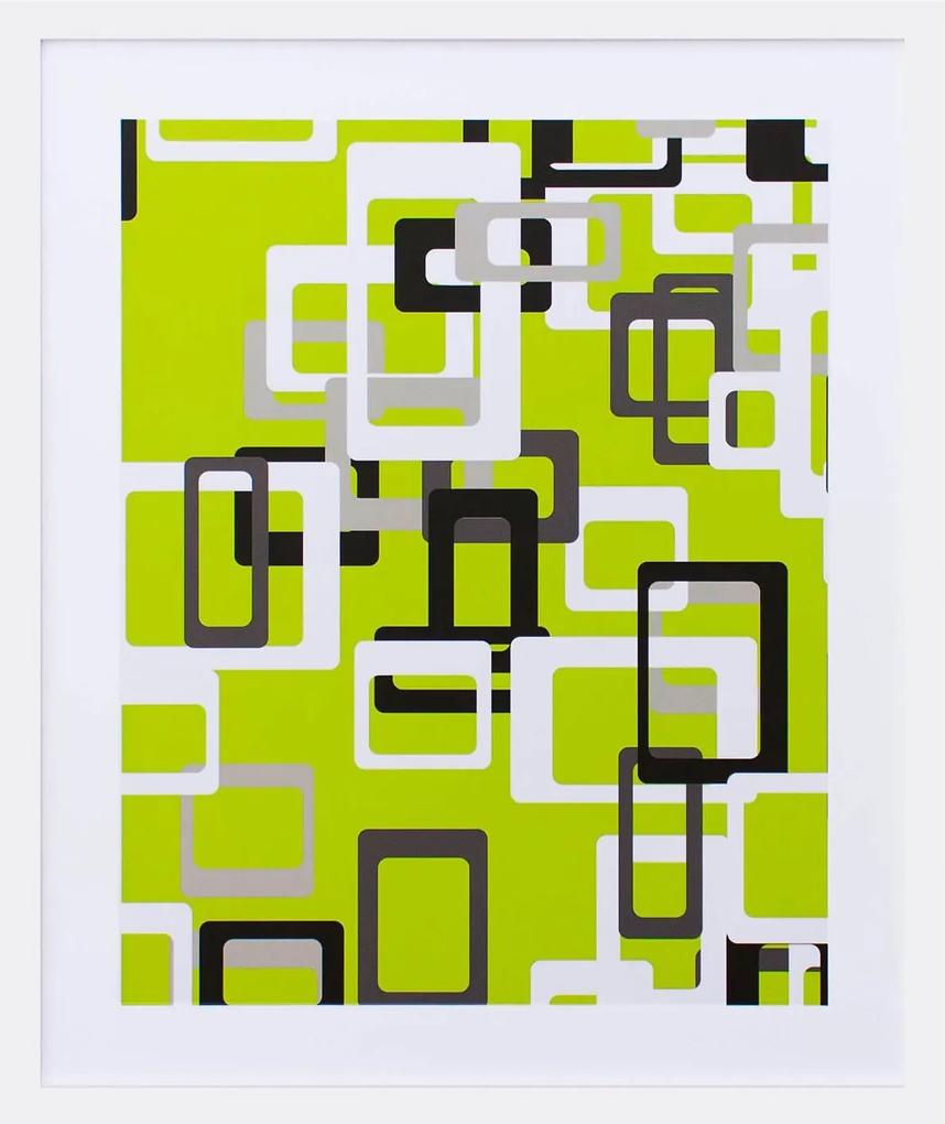 Quadro Decorativo Com Impressão Personalizada Retângulos Em Fundo Verde 50x60cm
