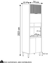 Paneleiro Torre Quente 70cm 4 Portas Pierre L06 Nature/Off White - Mpo