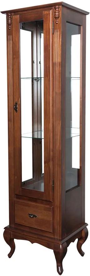 Vitrine Média Porta e Prateleiras de Vidro com 1 Gaveta e Espelho - Wood Prime NL 32131