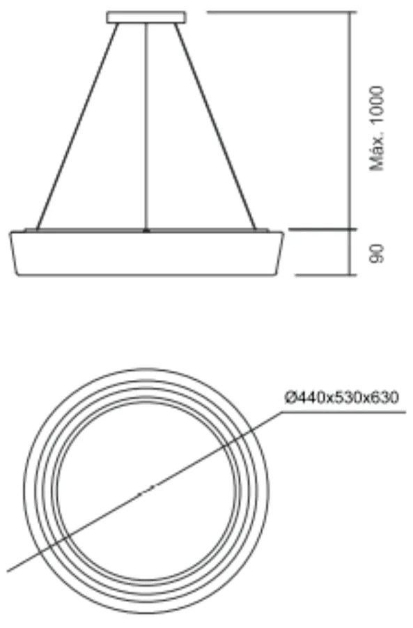 Pendente Rubi Ø63X14Cm Led 32,8W Bivolt | Usina 19061/63 (AV-M - Avelã Metálico, 4000k)